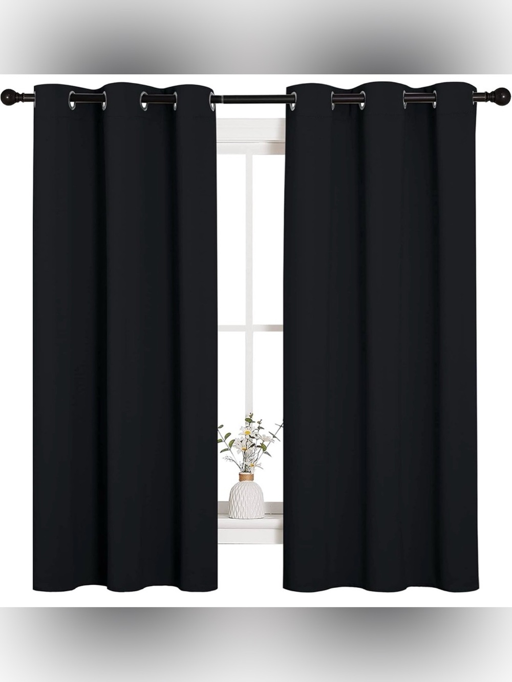 NICETOWN Blackout Curtains Black 42x63 Set of 2 Panels Thermal Room Darkening